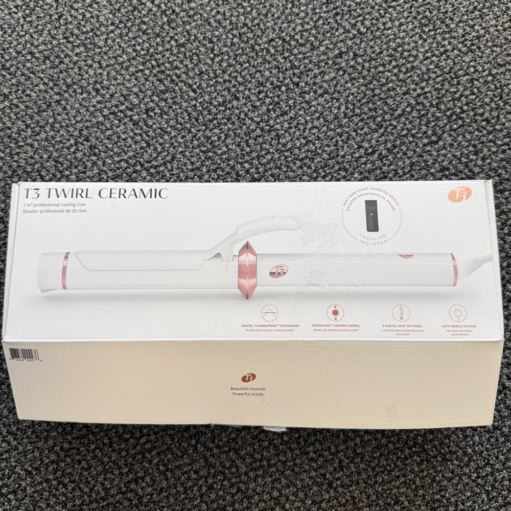 T3 Twirl Ceramic 1 1/4 in Curling Iron - White Gold Pink (77581) NEW - Picture 3 of 3